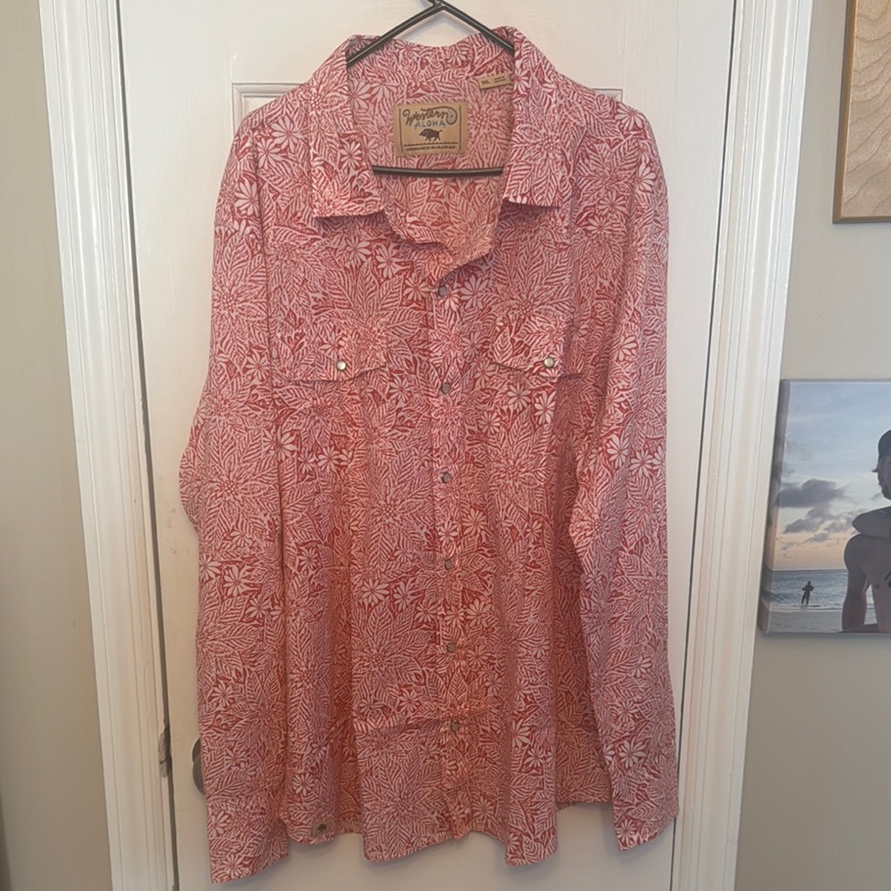Western Aloha Men's Red Floral Shirt